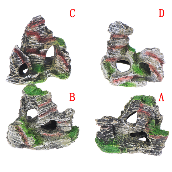 Mountain View Aquarium Rock Cave Tree Bridge Fish Tank Ornament C