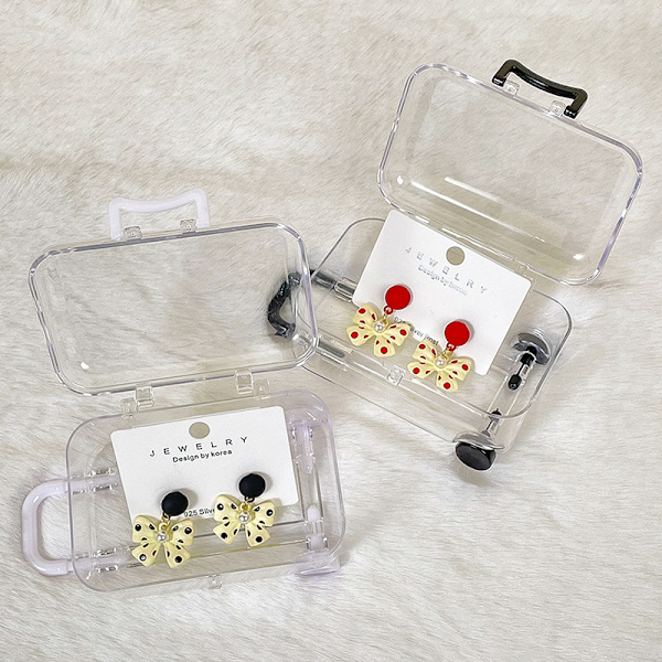 Mini Matkalaukku Style Storage Box Korujen säilytyskotelo Case N S-Transparent&White