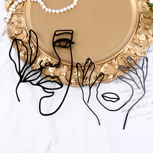 Minimalistisk kunst Lady Face Cake Topper Girl Gratulerer med bursdagskake I A10