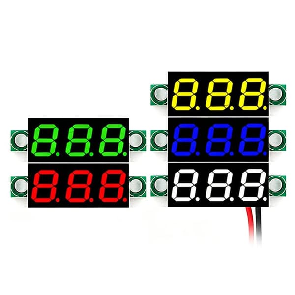 1 stk 0,28 tommer DC LED digitalt voltmeter 5-30V bil mobil strøm White  adjustment