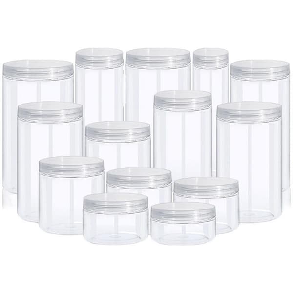 1 st transparent PET-plastförvaringsflaskor förseglad burk 13