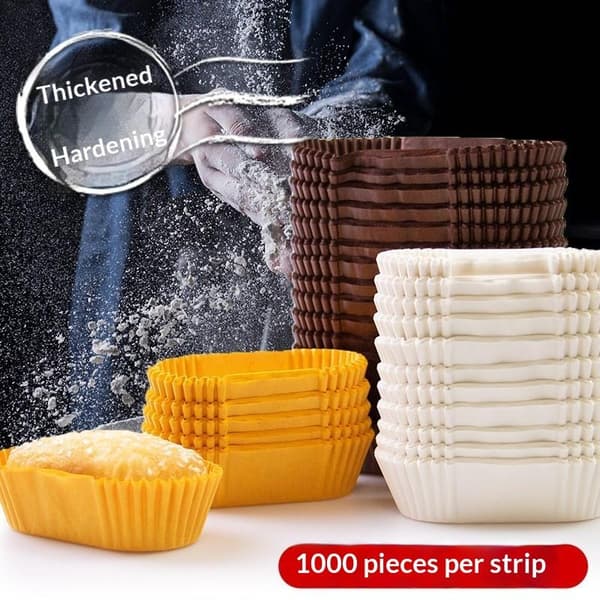 1000 stk. engangs bageforme til brød, papir bageforme, cupcakeforme White