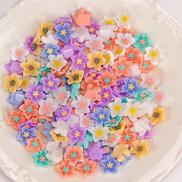 50 kpl 3D Mini Flower Flatback Resin tarvikkeet Tee-se-itse askartelupuhelin 07