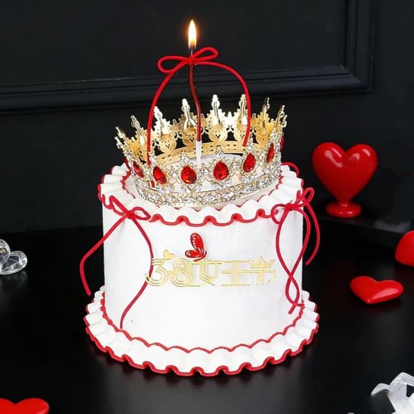 Krone Tiara Kake Topper Krystall Perle Cupcake Topper Festkake Silver