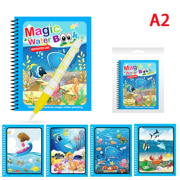 Vattenmålarbok DIY magic ritböcker Baby Early Educatio A2 Sea