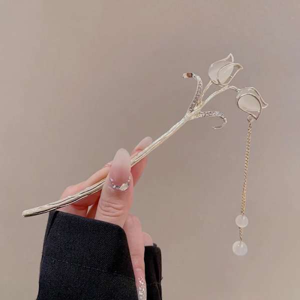 Vintage Flower Fringe Hair Sticks Fashionabla kvinnliga metallhår A4