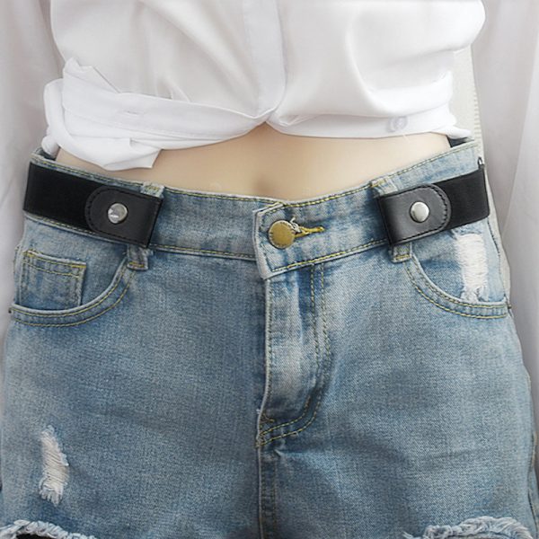 Damer Elastisk dovenbælte dame uden spænde bælte jeans kjole elastisk A4