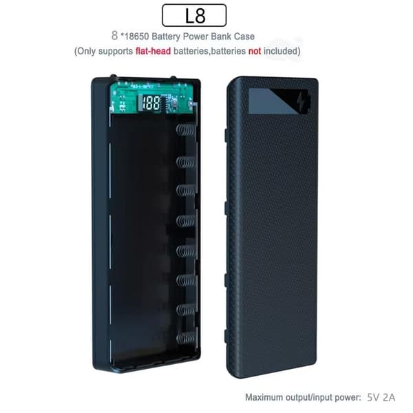 8-slots 18650 Power Bank-etui DIY Digitalt Display 5V 21A A2