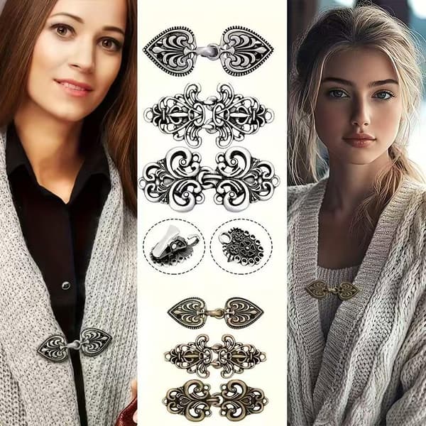 Mode Vinter Sömnad Cardigan Clip Tröja Blus Nål Sjal Br A4
