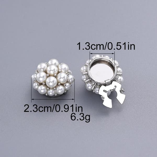 1PC Perle Manchetknapper Knap Cover Mode Tøj Dekoration Silver