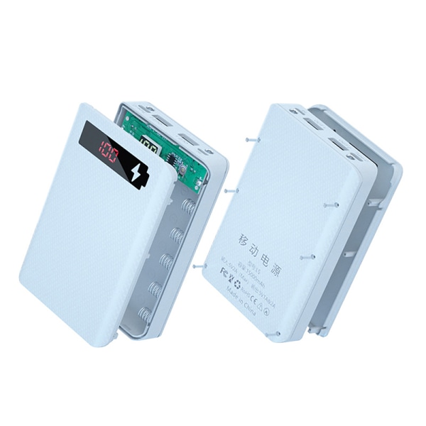 5*18650 Batteri Power Bank Case 10W Holder Batteri Oppbevaringsboks White