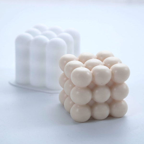 Ny 3D Cube Candle Form DIY Rund Cube Candle Form 3D Silikone A