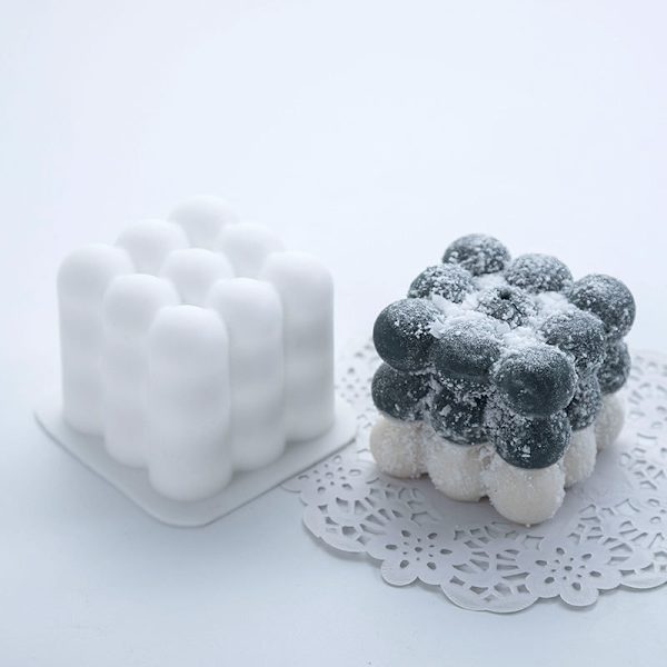 Ny 3D Cube Candle Form DIY Rund Cube Candle Form 3D Silikone A