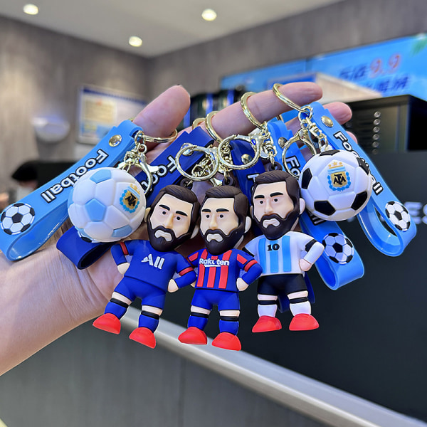 Fotballstjernefigur Messi nøkkelring Ryggsekk Veske Dekor Doll Pend A5