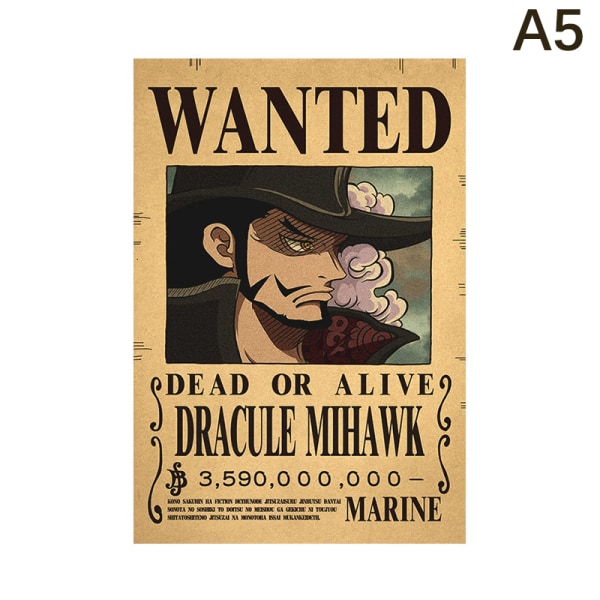Anime Luffy Wanted Bounty Kraft Paper Plakat Dekorativ Paintin A5
