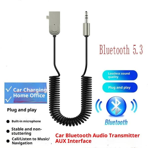 Bluetooth-adapterkabel trådløs mottaker 3,5 mm jack USB-høyttaler