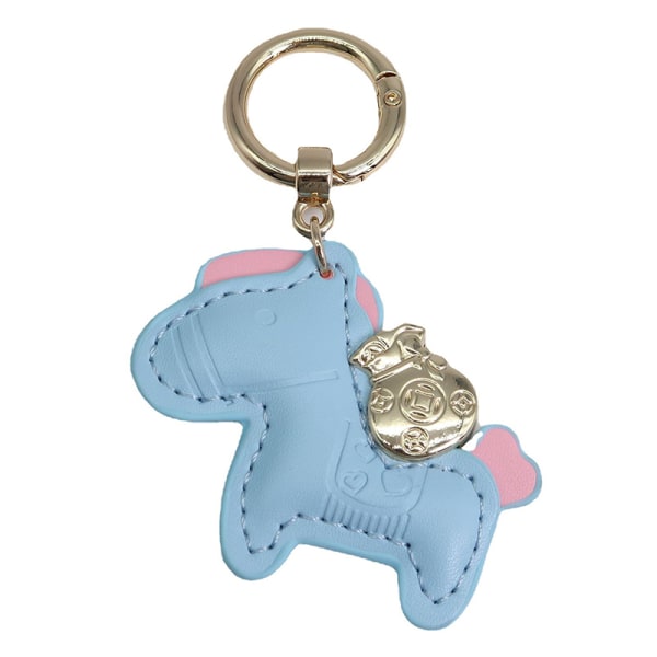 Läder Charms Bag Pendel Keychain Cartoon Horses Keyring e An Green