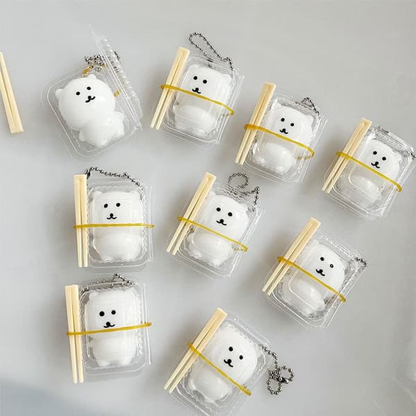 Simulerad Squishy Björn Kawaii Squishy Leksaker Väska e Hänge Pinchi 3PCS