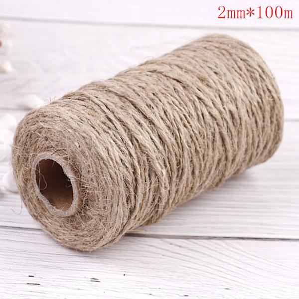 100 metrin luonnollinen kuiva lanka johto juuttilanka köysi lanka tee-se-itse 2mm