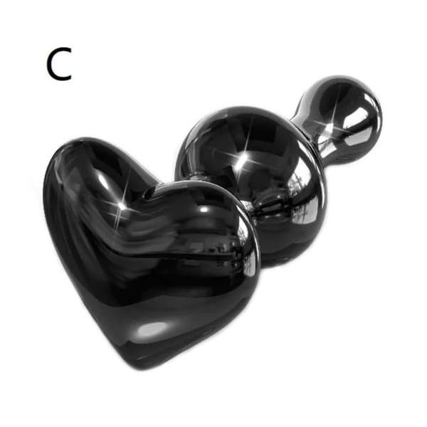 Glas Butt Plug - Hjerte Røv Anal Plug - Vandtæt Kvinder Mænd Se A