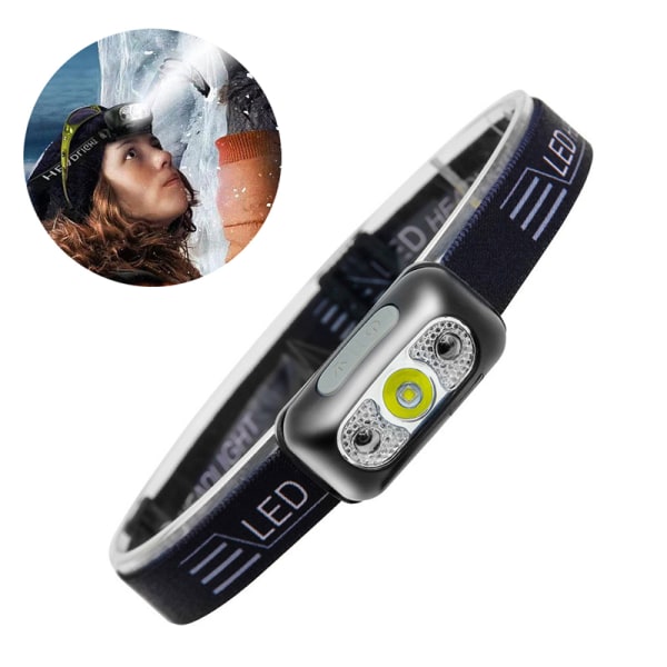 USB Uppladdningsbar Strålkastare Rörelsesensor Ljusstark LED Running Fis black