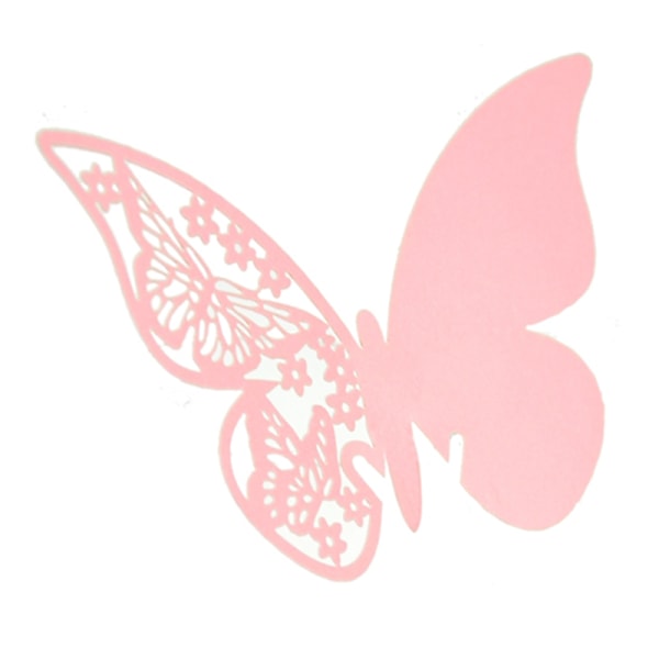 50 st Bordsmärke Vinglas Kort Favor Butterfly Namn Plats P pink