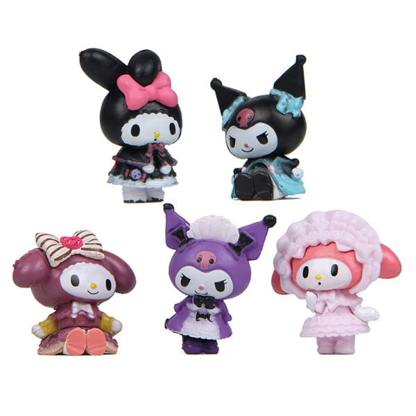 5 stk Maid Outfit Sanrio Anime Figurer Kuromi Melody Doll Home D