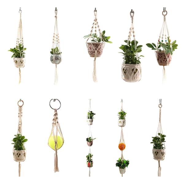 Grydeholder rame Hanger Hanging er Basket Jute Braided Rope Cra B
