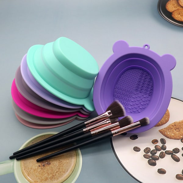 Makeup Brush Cleaner Scrubber Pads Vask Silikonemåtte DIY Mas Dark purple