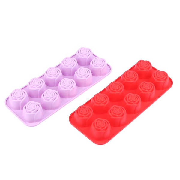 10-hulrum Silikone Rose Kageform Nonstick Bageform Til DIY S Red