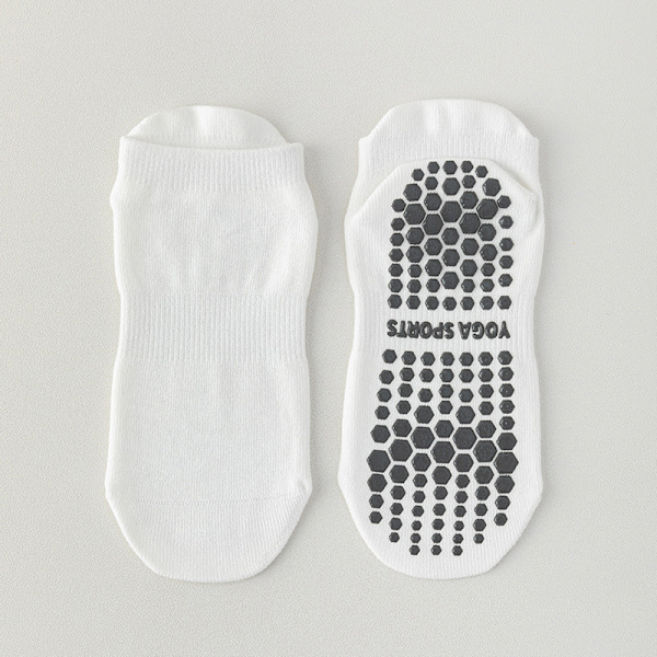 1Par Dam Anti-Slip Sock Yoga Sock Bomull Andas Kort El White