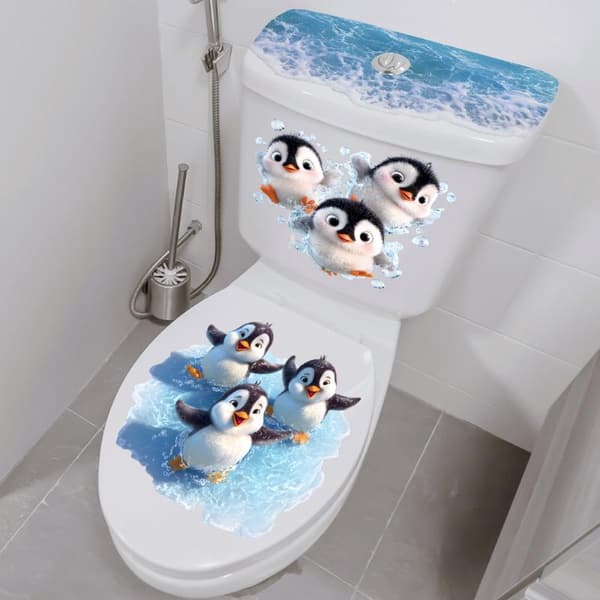 Uiva pieni pingviini WC-tarra A1