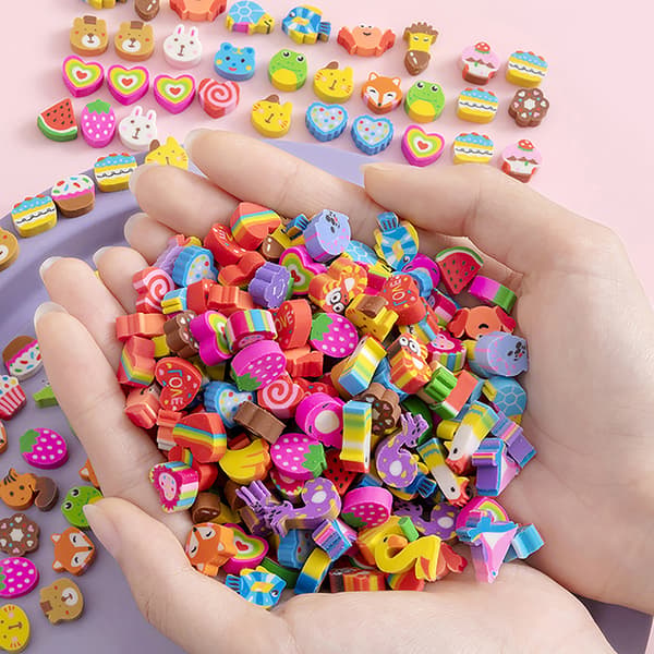 50 stk/pose Kawaii Eraser Creative Cartoon Mini Pencil Rubber Ani A2