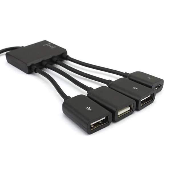 4 Port Micro USB 2.0 HUB 4-IN-1 OTG Hub Strømadapterkabel For B