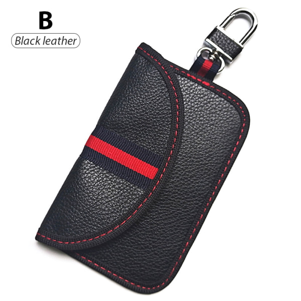Faraday taske bilnøgle RFID-signalblokerende pose nøgletaske Black leather
