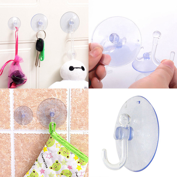 Transparent Väggkrokar Hängare Kök Badrum Sugkopp Sug 3.5cm
