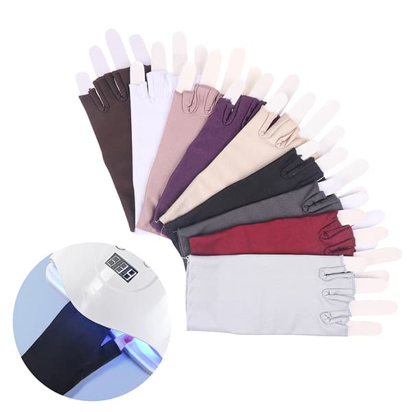 1 Par Anti UV Handsker UV Shield Handske Fingerløs Manicure Nail White