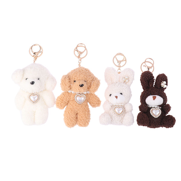 Kawaii Cartoon Puppy Pehmo Doll Täytetty Animal Avaimenperä ja Laukut Brown A4