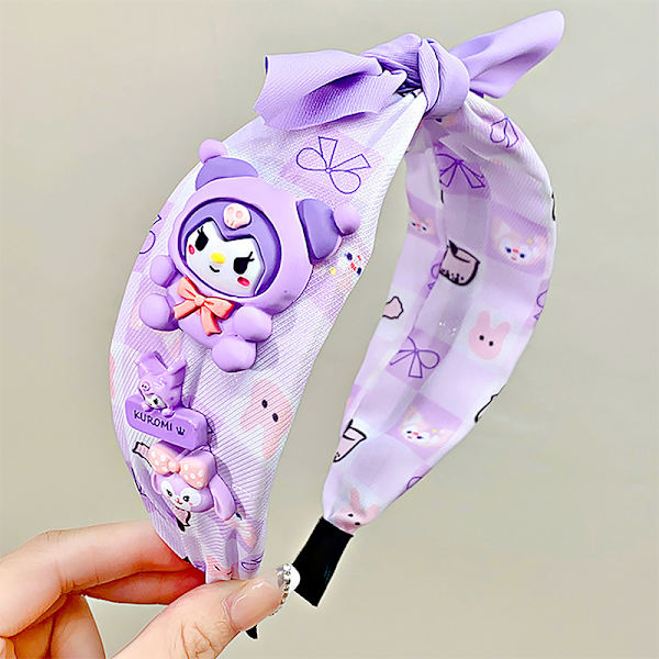 Fashion Girl Hair Band Kawaii Cartoon Cinnamoroll Kuromi Bow Fa Purple