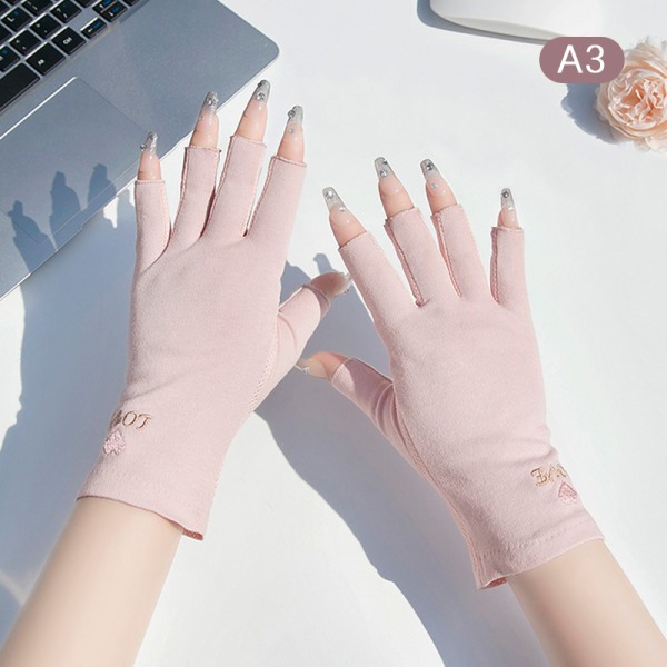 1 par Anti UV-handskar UV-sköldhandske Fingerlös manikyrspik A3