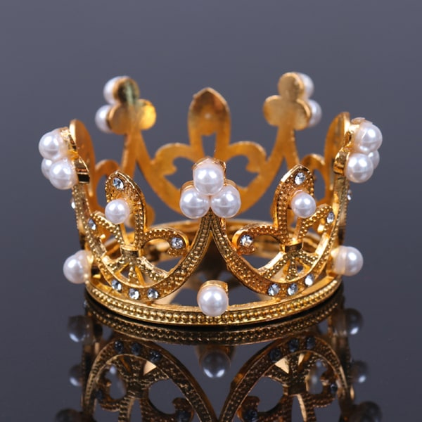 Crown Princess Topper Crystal Pearl -hiuskoristeet häihin Gold