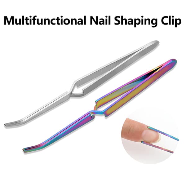 1 Stk Nail Shaping Pincet i rustfrit stål til UV Gel Tips Nail Silver