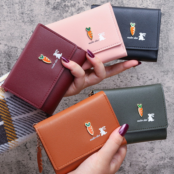 Naisten lompakko PU-nahkainen lompakkokorttikotelo, taitettava kannettava Black