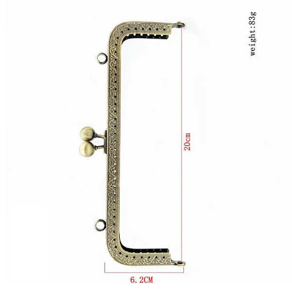Firkantet glanset sølv Basic Metal Purse Ramme Kyss Lås Lås DI 8.5cm