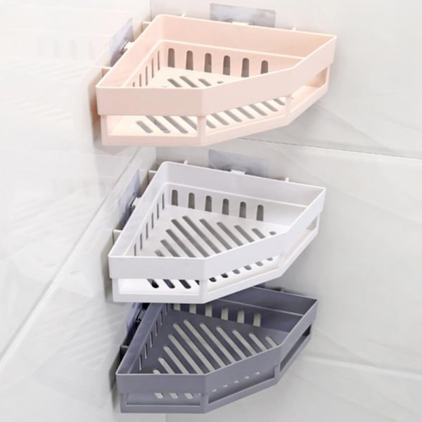 Trekantet bruser Caddy Hylde Badeværelse Hjørne Bath Rack Opbevaring Gray