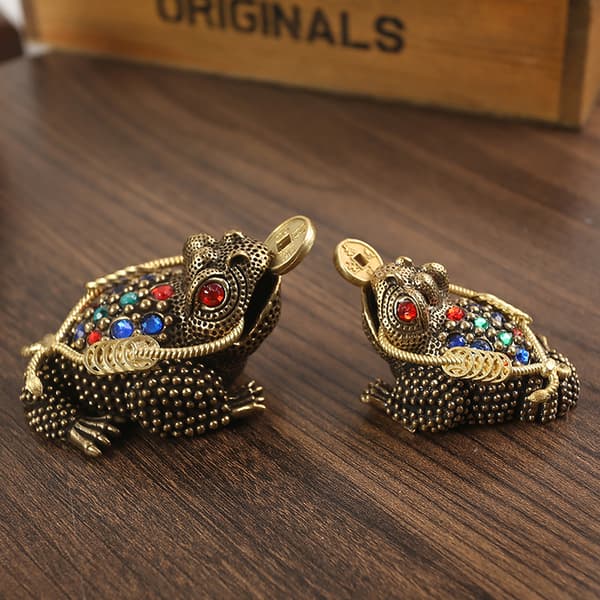 Feng Shui Padda Pengar LUCKY Fortune Wealth Golden Frog Toad Coi S