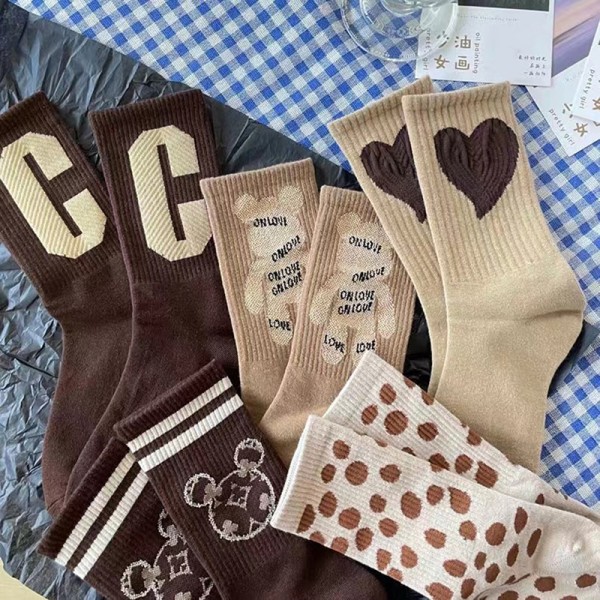 Vintage brune sokker for kvinner e Bear Polka Dots Letter Heart P A1 4fbb |  A1 | Fyndiq