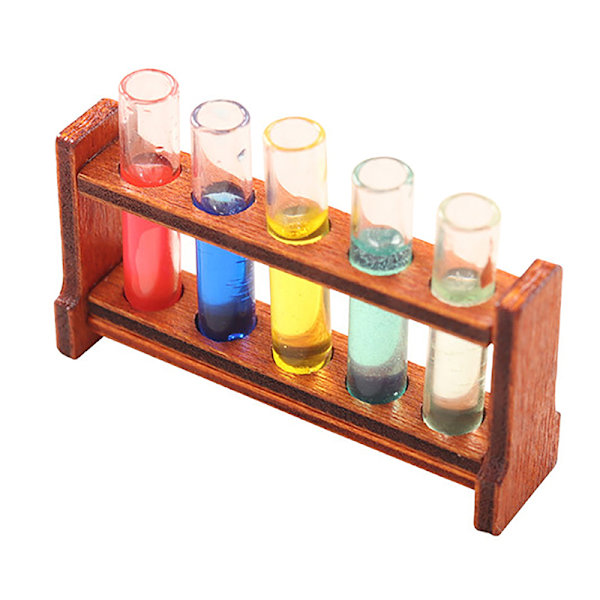 1 Sæt 1:12 Dukkehus Miniature Farve Test Tube m/Rack Model Labo