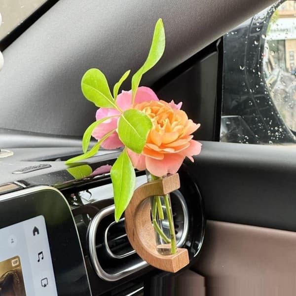 Bilblomstervase Klips på Luftventil Mini Reagensrør Glass Bilblomst A
