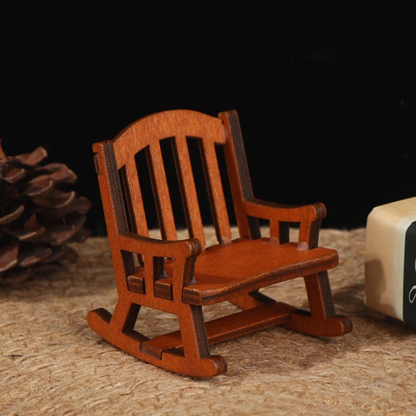 1/12 trä mini dockskåp gungstol modell leksak DIY miniatyr